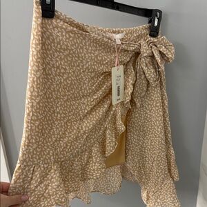 GB Girls Asymmetrical Skirt in Tan and White